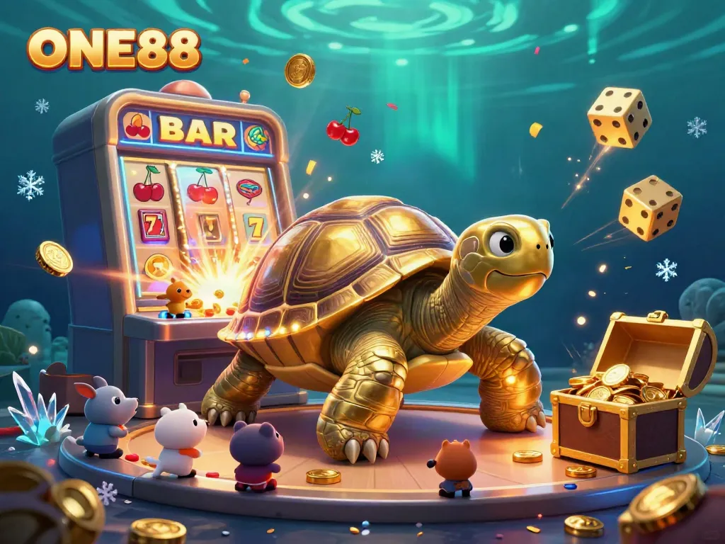 Experience gaming excitement with the ONE88 colossal tortoise pinball and dynamic casino elements.