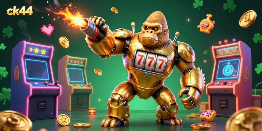 Engage in thrilling gaming visuals with ck44's exciting slot machine mech illustration.