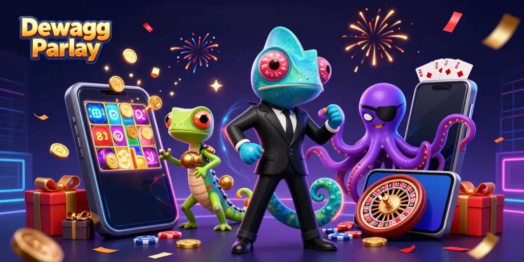 Experience the thrilling Dewagg Parlay with colorful gaming elements and dynamic characters.