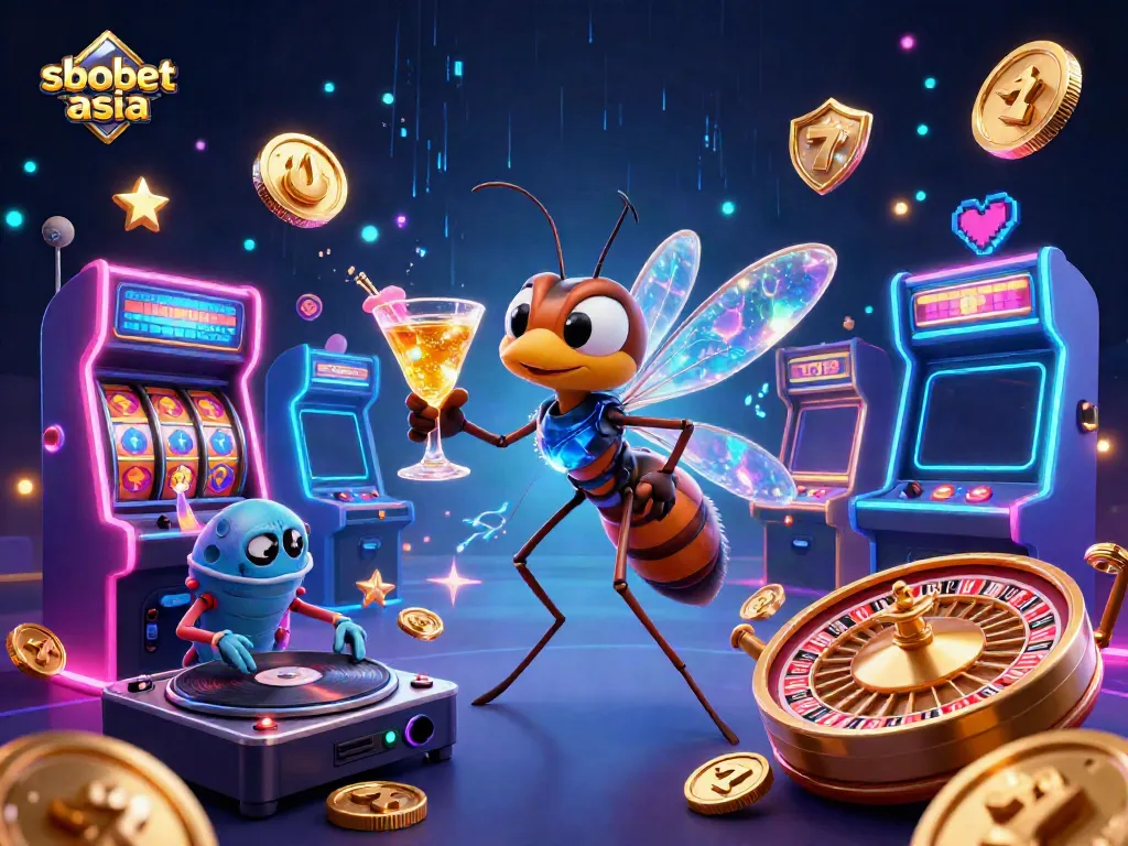 Engage in sbobet asia with vibrant casino-themed characters and dynamic gaming elements.