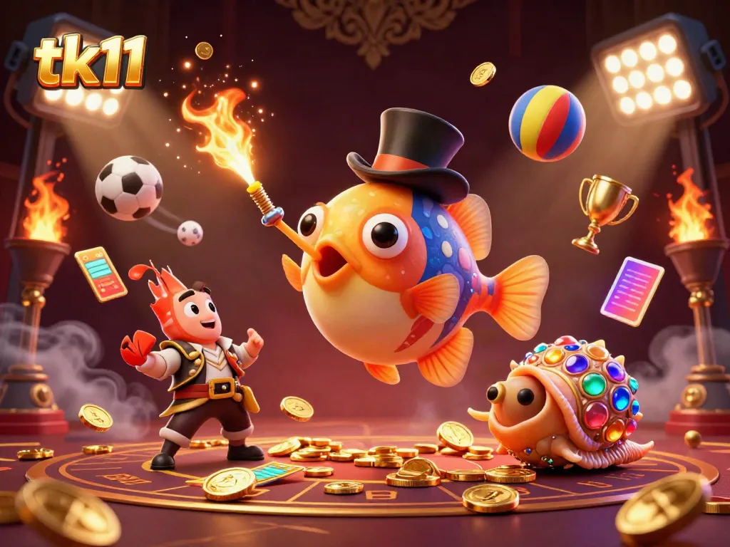 Engage with tk11's vibrant casino world featuring dynamic characters and golden treasures.