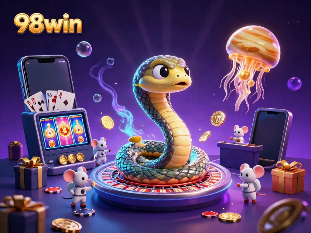 Engage in thrilling gameplay with 98win's cosmic casino featuring unique characters and whimsical elements.