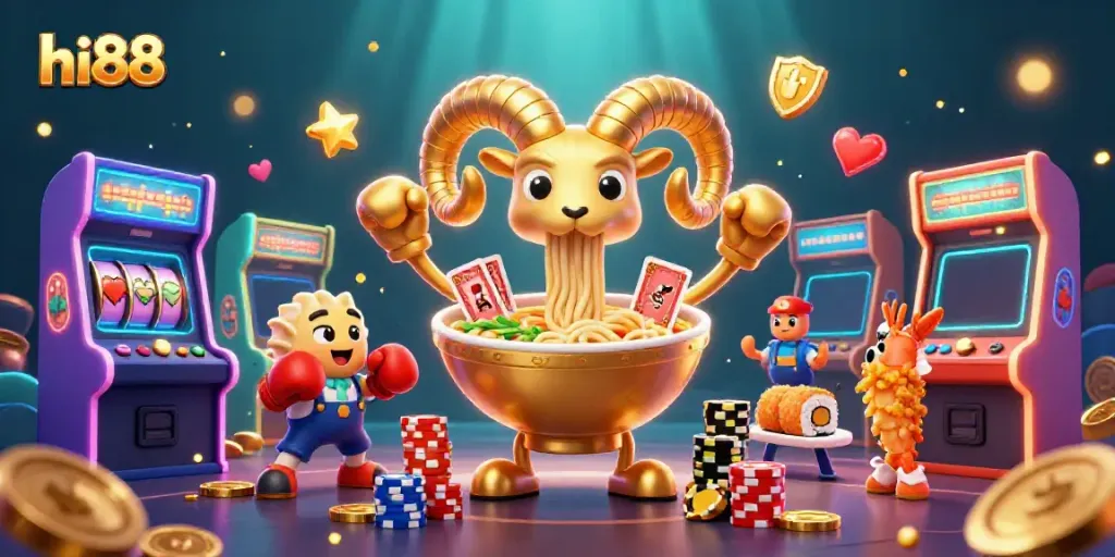 Engage with exciting slots and unique games at hi88 using interactive characters and vibrant casino elements.
