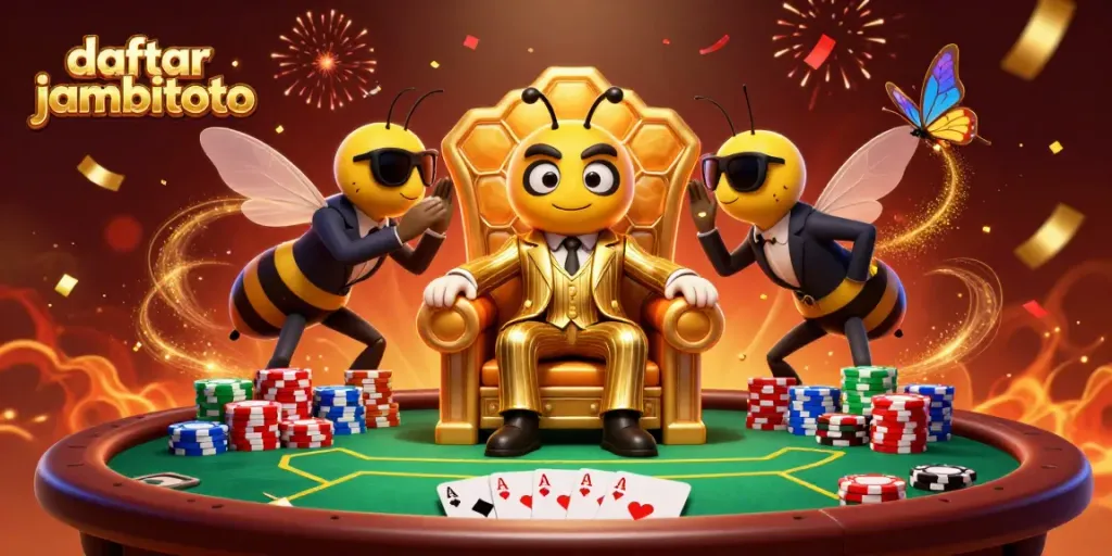 Experience thrilling betting action at daftar jambitoto with a vibrant bumblebee mob boss and exciting poker elements.