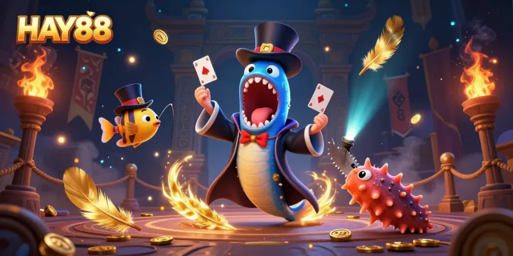 Engage with the vibrant HAY88 casino scene featuring magical underwater characters in action.