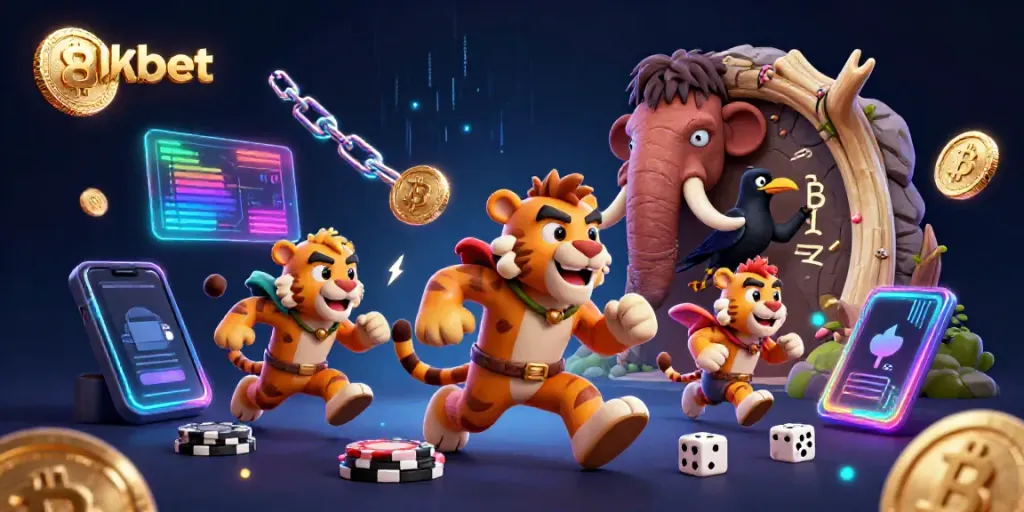 Experience thrilling games and excitement at 8xbet casino, featuring vibrant characters and dynamic gaming elements.