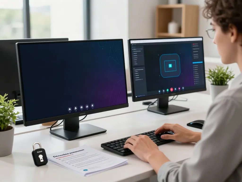 Deepfake protected Online Video Calls secure workspace with monitoring tools and video call software.