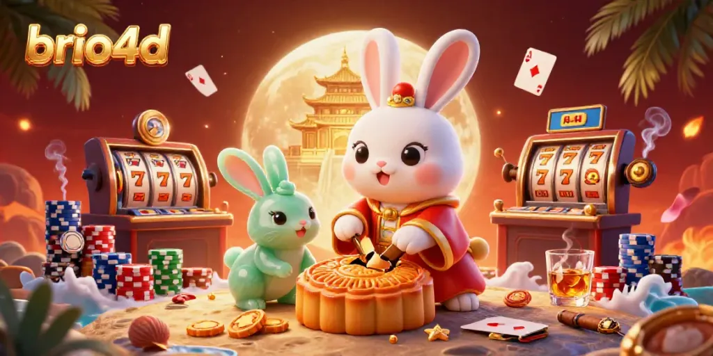 Experience exciting gameplay at brio4d with vibrant slots and a creative moon rabbit scene.