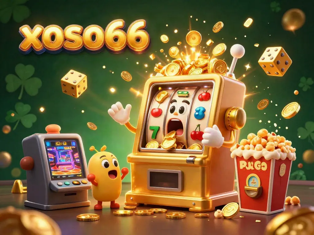 Experience the excitement of winning with xoso66's vibrant jackpot celebration, showcasing dynamic slot elements.