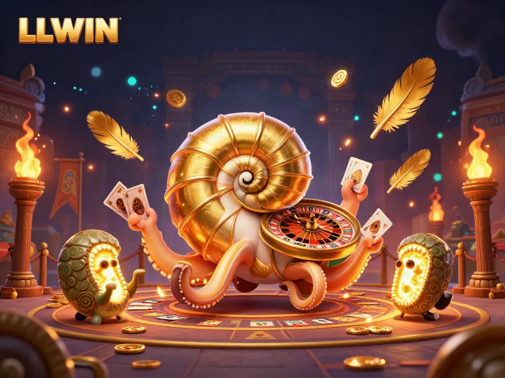 Experience thrilling gameplay with LLWIN's 3D casino scene showcasing a nautilus roulette wheel